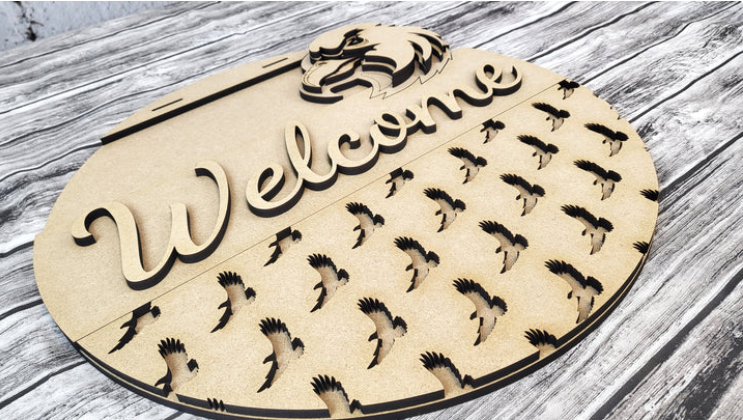 Close up of the unfinished door sign.