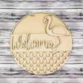 Flamingo and polka dots DIY blank door sign for crafter.