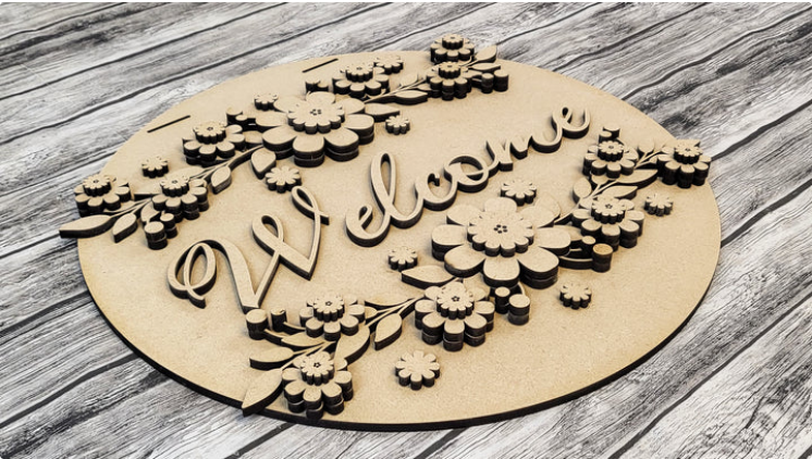 Close up of the unfinished door sign.