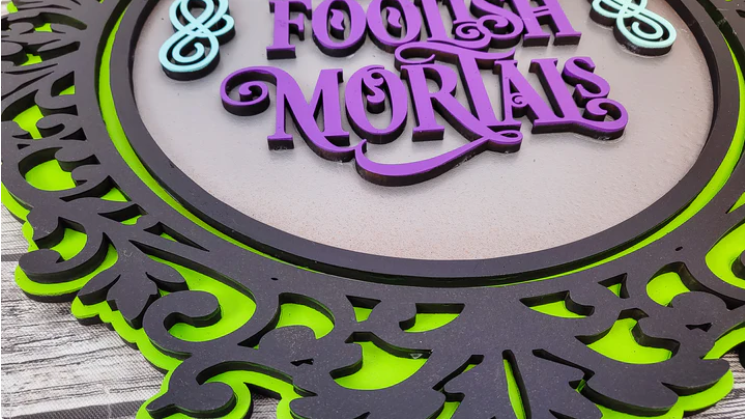 Close up of the finished door sign.
