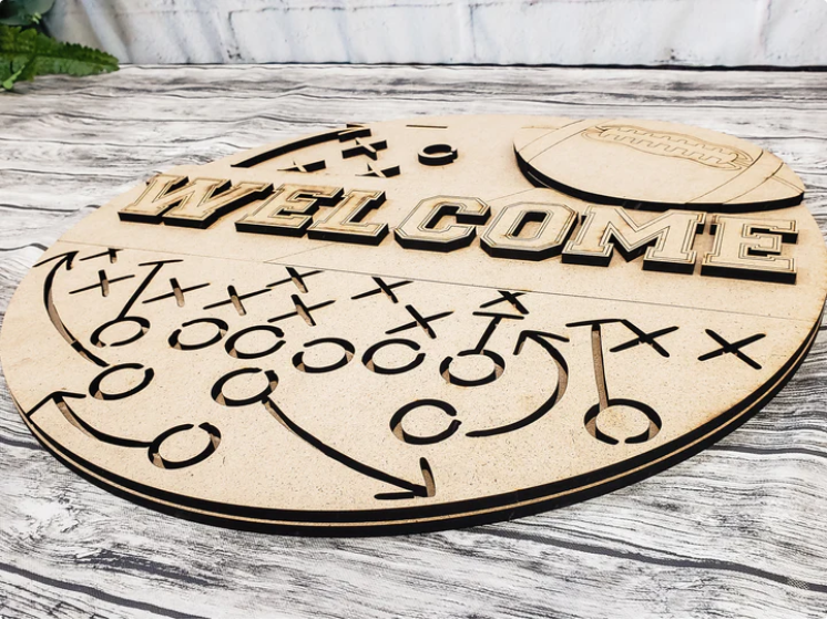 Close up of the unfinished door sign.