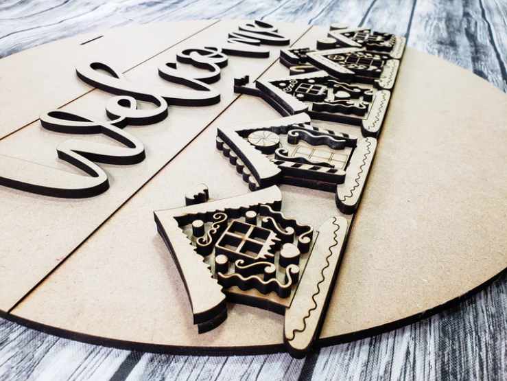 Close up of the unfinished door sign.