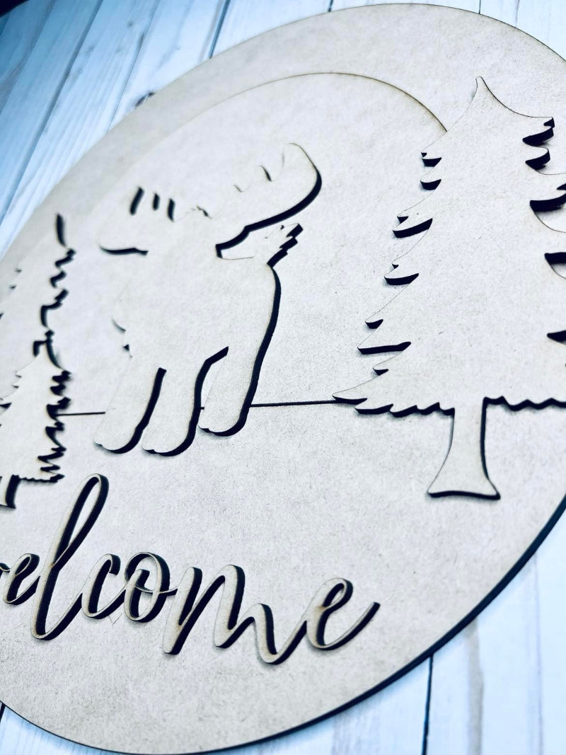Close up of the unfinished door sign.