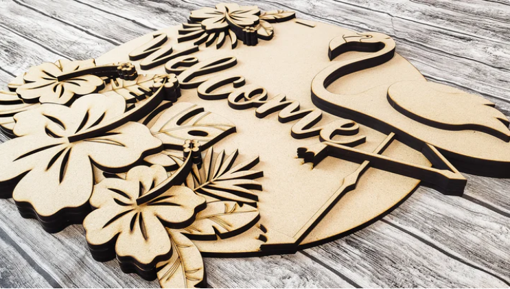 Close up of the unfinished door sign.