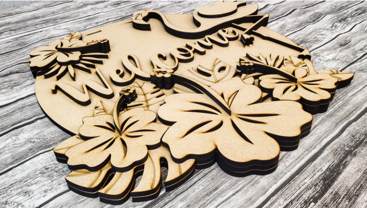 Close up of the unfinished door sign.