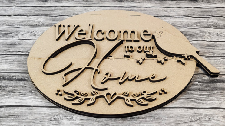 Close up of the unfinished door sign.