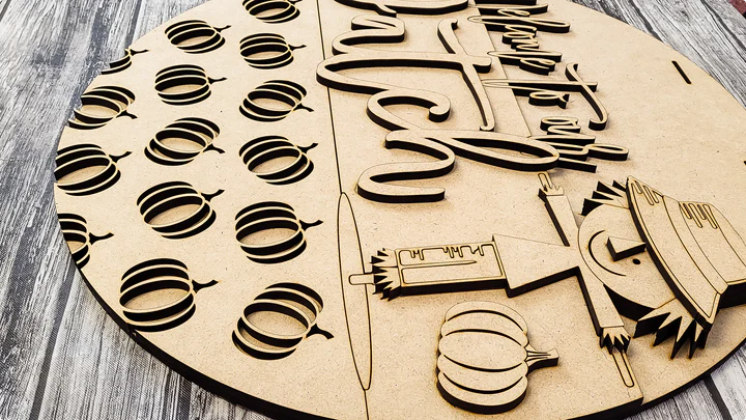 Close up of the unfinished door sign.