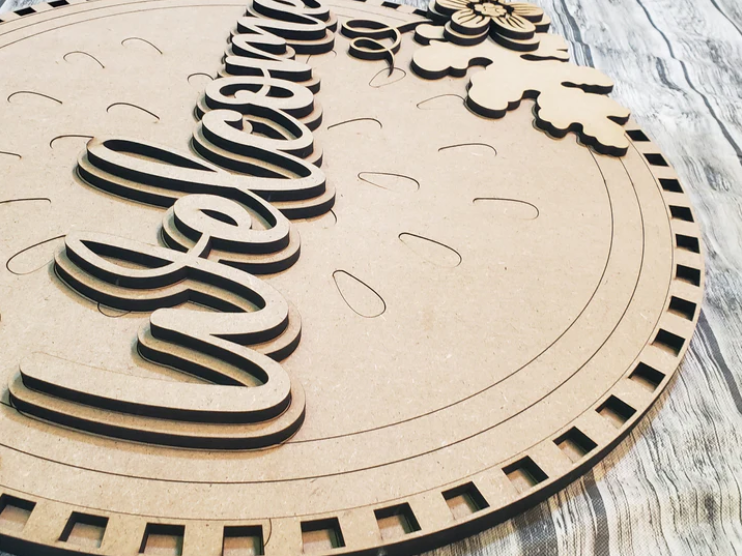 Close up of the unfinished door sign.