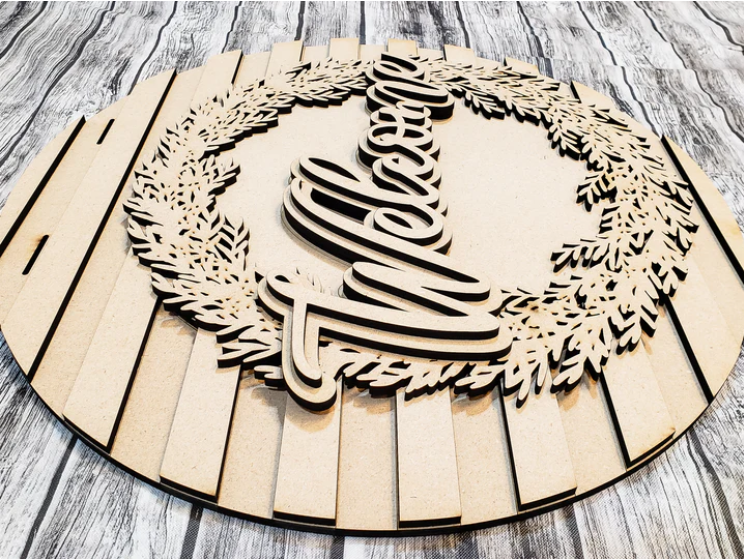 Close up of the unfinished door sign.