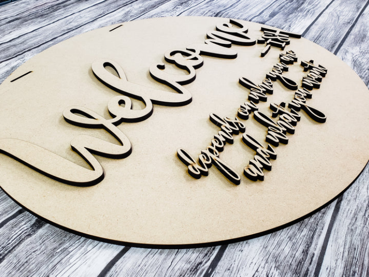 Close up of the unfinished door sign.